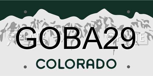 GOBA29 Colorado License Plate