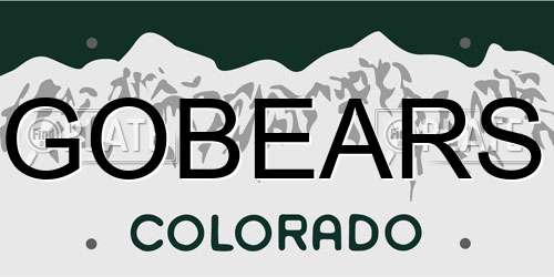 GOBEARS Colorado License Plate