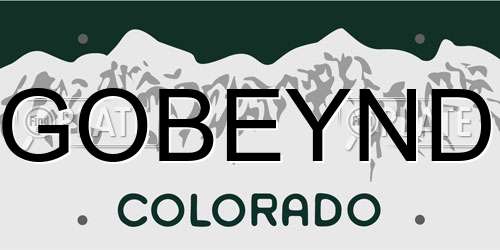 GOBEYND Colorado License Plate