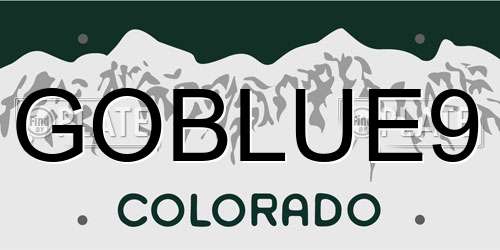GOBLUE9 Colorado License Plate