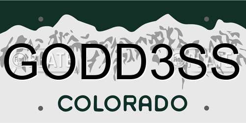 GODD3SS Colorado License Plate