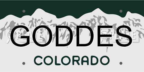 GODDES Colorado License Plate