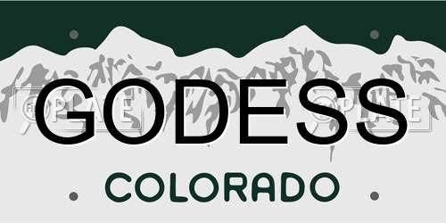 GODESS Colorado License Plate