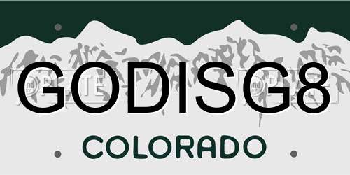 GODISG8 Colorado License Plate