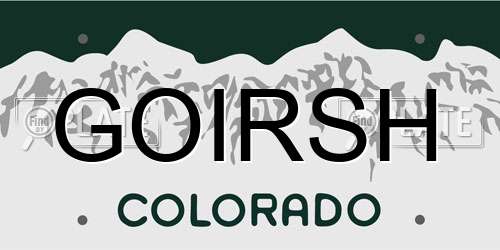 GOIRSH Colorado License Plate