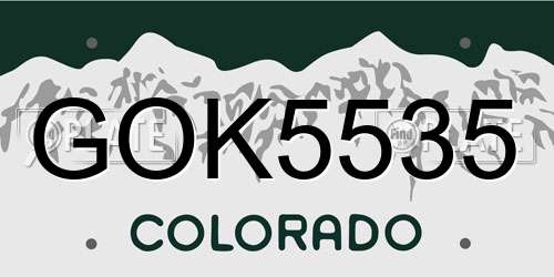 GOK5535 Colorado License Plate