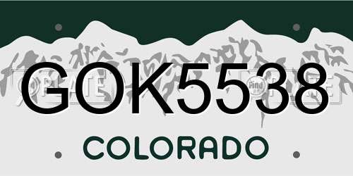 GOK5538 Colorado License Plate