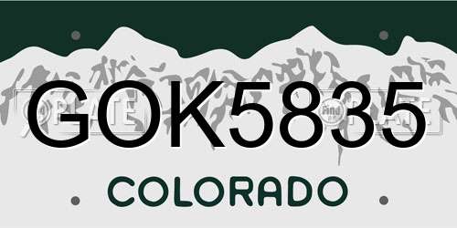 GOK5835 Colorado License Plate