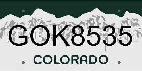 GOK8535 Colorado License Plate