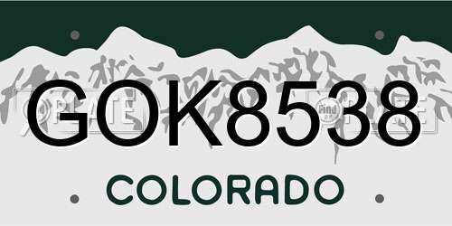 GOK8538 Colorado License Plate