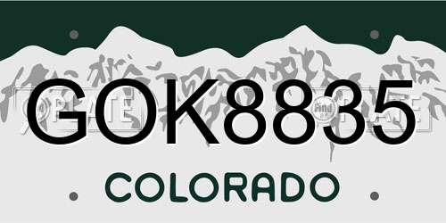 GOK8835 Colorado License Plate