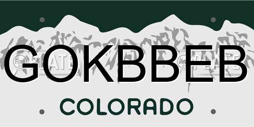 GOKBBEB Colorado License Plate