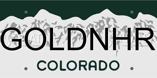 GOLDNHR Colorado License Plate
