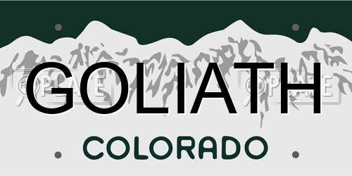 GOLIATH Colorado License Plate