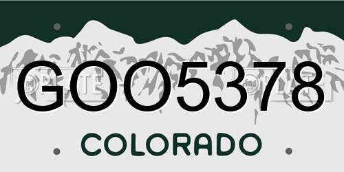 GOO5378 Colorado License Plate