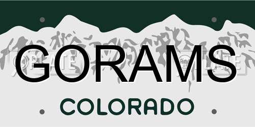 GORAMS Colorado License Plate
