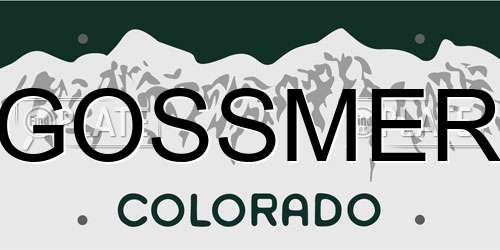 GOSSMER Colorado License Plate