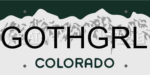 GOTHGRL Colorado License Plate