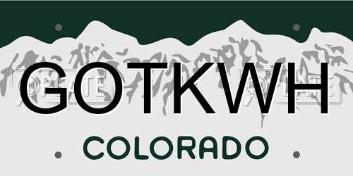 GOTKWH Colorado License Plate