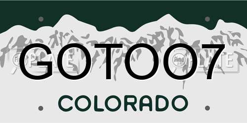 GOTOO7 Colorado License Plate