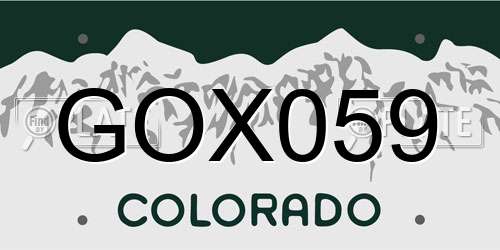 GOX059 Colorado License Plate