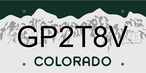 GP2T8V Colorado License Plate
