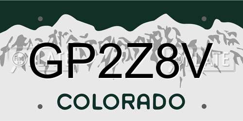 GP2Z8V Colorado License Plate