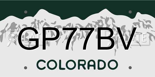 GP77BV Colorado License Plate