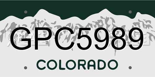 GPC5989 Colorado License Plate
