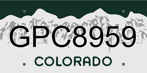 GPC8959 Colorado License Plate