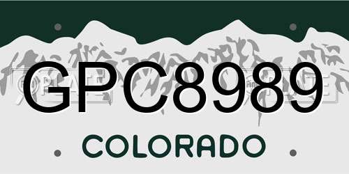 GPC8989 Colorado License Plate