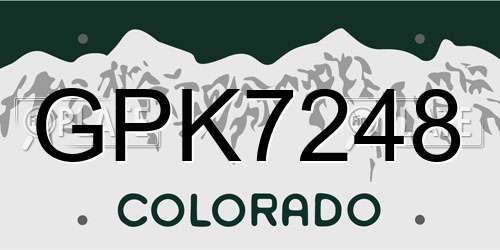 GPK7248 Colorado License Plate