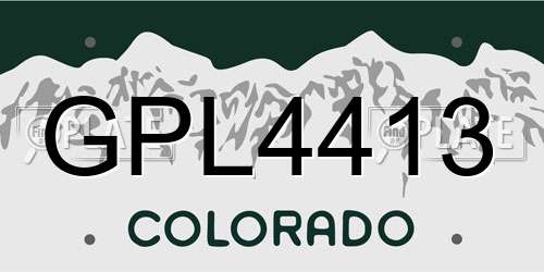 GPL4413 Colorado License Plate