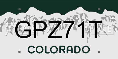GPZ71T Colorado License Plate