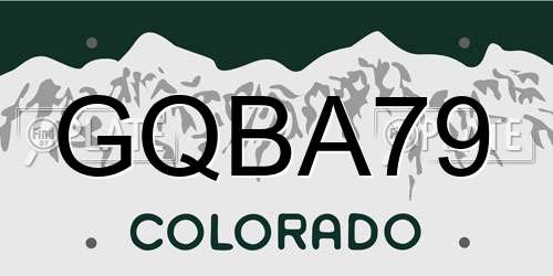 GQBA79 Colorado License Plate