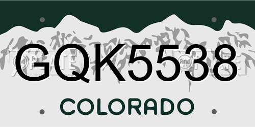GQK5538 Colorado License Plate