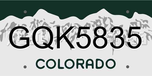 GQK5835 Colorado License Plate