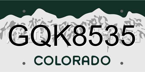 GQK8535 Colorado License Plate