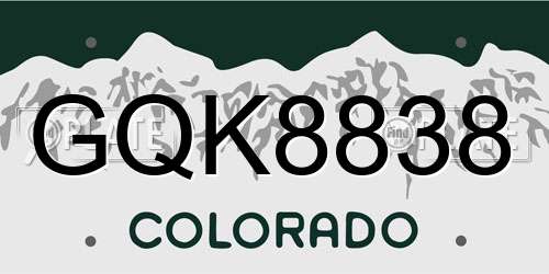 GQK8838 Colorado License Plate