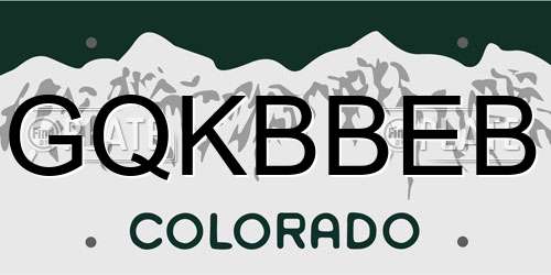 GQKBBEB Colorado License Plate
