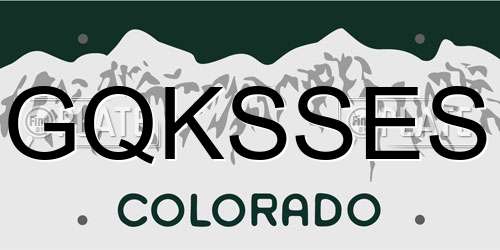 GQKSSES Colorado License Plate