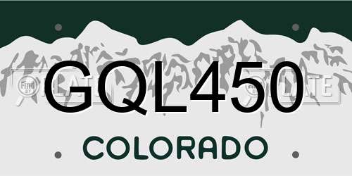 GQL450 Colorado License Plate
