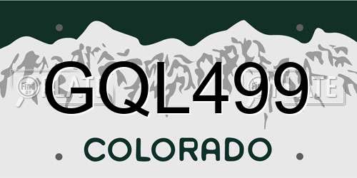 GQL499 Colorado License Plate