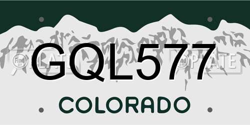 GQL577 Colorado License Plate