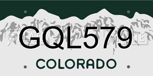 GQL579 Colorado License Plate