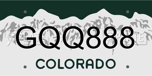 GQQ888 Colorado License Plate