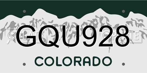 GQU928 Colorado License Plate
