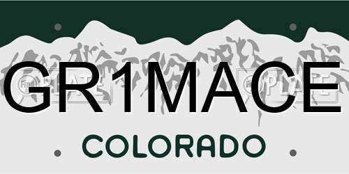 GR1MACE Colorado License Plate