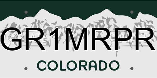 GR1MRPR Colorado License Plate