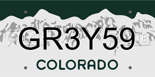 GR3Y59 Colorado License Plate